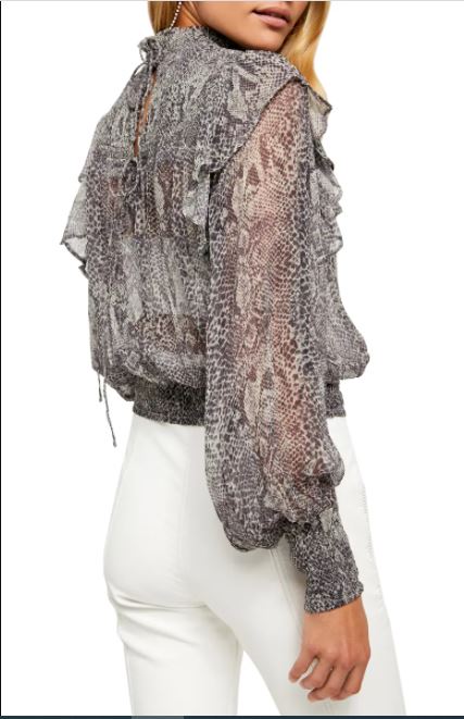 Blusa curta Roma Smocked feminina Free People, preta, tamanho grande