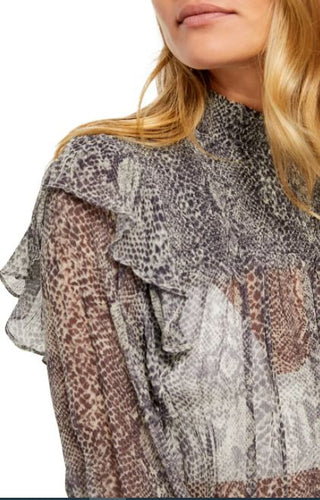 Blusa curta Roma Smocked feminina Free People, preta, tamanho grande
