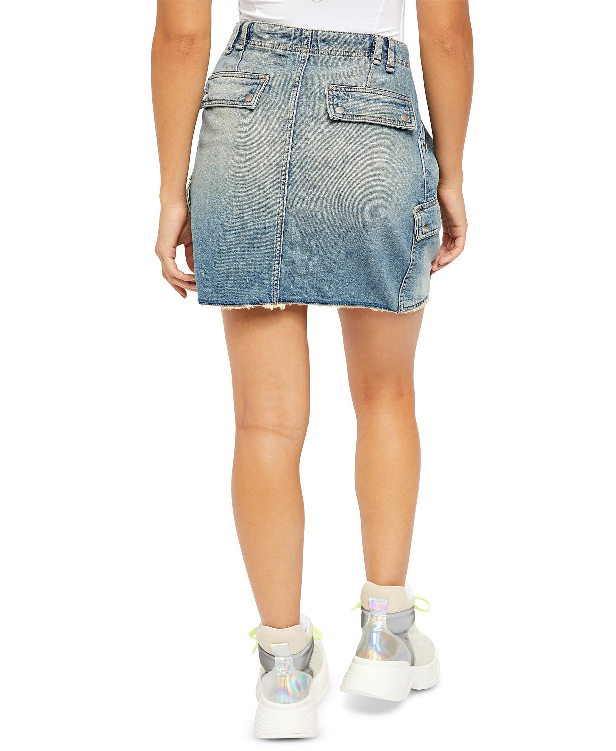 Minissaia Jeans Feminina Avenue da Free People, Lavagem Icon, Tamanho 28