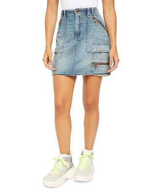 Minissaia Jeans Feminina Avenue da Free People, Lavagem Icon, Tamanho 28