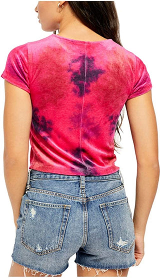 Camiseta feminina de veludo Bright Eyes da Free People, tamanho fúcsia, extra grande