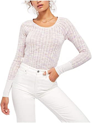 Camisa de malha feminina Spaced Out da Free People, rosa, tamanho grande