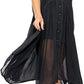 Vestido feminino Free People preto com botões e ajuste flare, tamanho pequeno, marinho