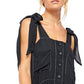 Vestido feminino Free People preto com botões e ajuste flare, tamanho pequeno, marinho