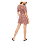 Vestido curto feminino com cadarço Free People, rosa, floral, tamanho pequeno