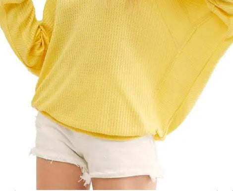 Camiseta térmica feminina Santa Clara da Free People, amarela, tamanho X-S