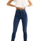 Legging jeans feminina Free People cintura alta, curta, bainha crua, azul marinho, tamanho 24
