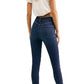 Legging jeans feminina Free People cintura alta, curta, bainha crua, azul marinho, tamanho 24