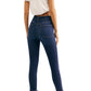 Leggings jeans femininas Free People de cintura alta com bainha crua, azul-marinho, tamanho 31