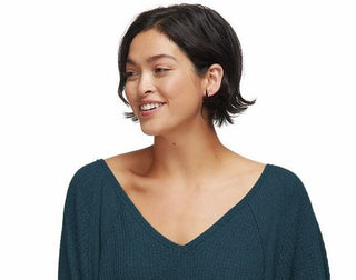 Camiseta térmica feminina Santa Clara da Free People, azul, tamanho grande