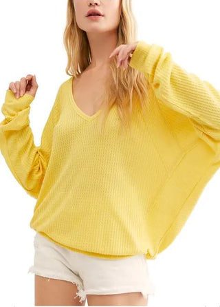 Camiseta térmica feminina Santa Clara da Free People, amarela, tamanho X-S