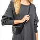Blusa térmica feminina de malha waffle de algodão Amelia da Free People, preta, tamanho grande