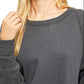 Blusa térmica feminina de malha waffle de algodão Amelia da Free People, preta, tamanho grande