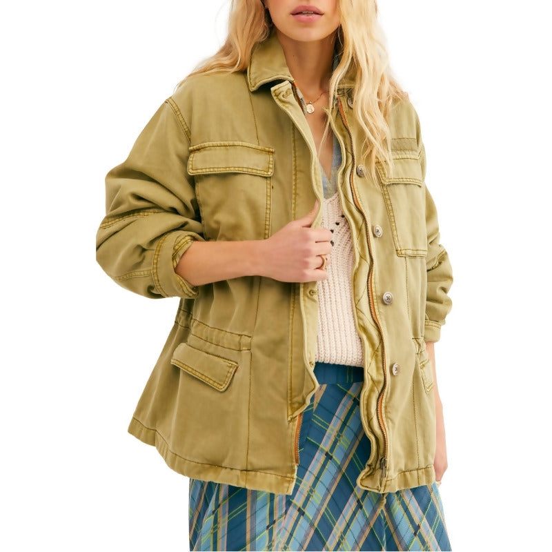 Jaqueta feminina Seize The Day da Free People, verde, tamanho X-S