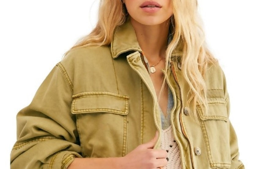 Jaqueta feminina Seize The Day da Free People, verde, tamanho X-S