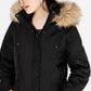 Parka com capuz e acabamento em pele sintética Madden Girl Juniors, preta, tamanho pequeno