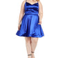 Vestido Plus Size de Cetim com Ajuste Flare Teeze Me Juniors Azul Tamanho 22