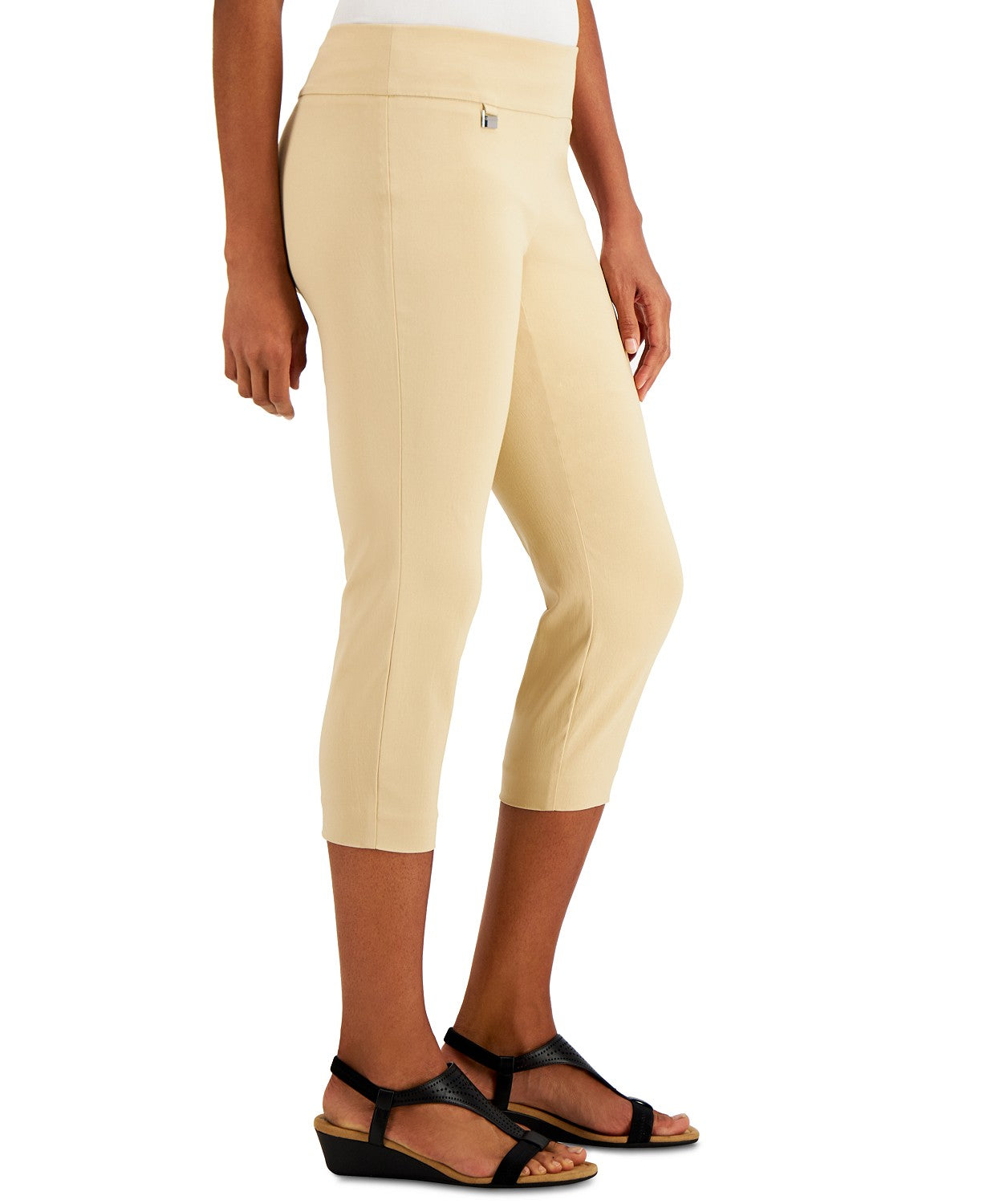 Calça capri feminina Alfani Petite Tummy-Control Pull-On, marrom, tamanho 8