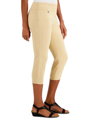 Calça capri feminina Alfani Petite Tummy-Control Pull-On, marrom, tamanho 8