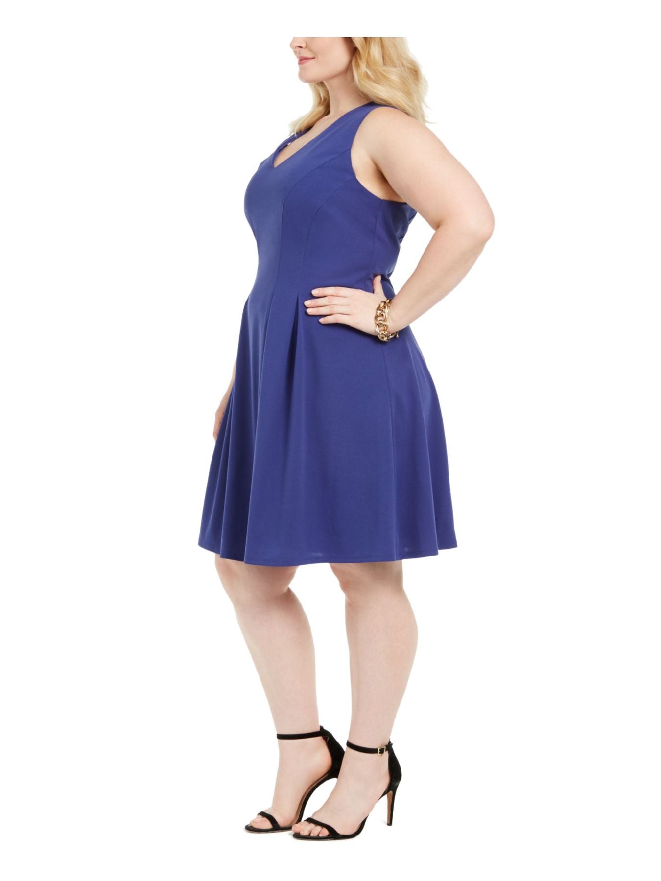 Vestido sem mangas Teeze Me Juniors, estilo flare, azul marinho, tamanho 16