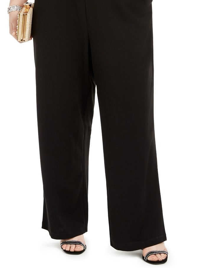 Macacão feminino Teeze Me Trendy Plus Size com cintura alta e alças finas, preto, tamanho 20