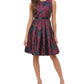 Vestido feminino Tommy Hilfiger Petite com cinto Jacquard Fit &amp; Flare, vinho, tamanho 8