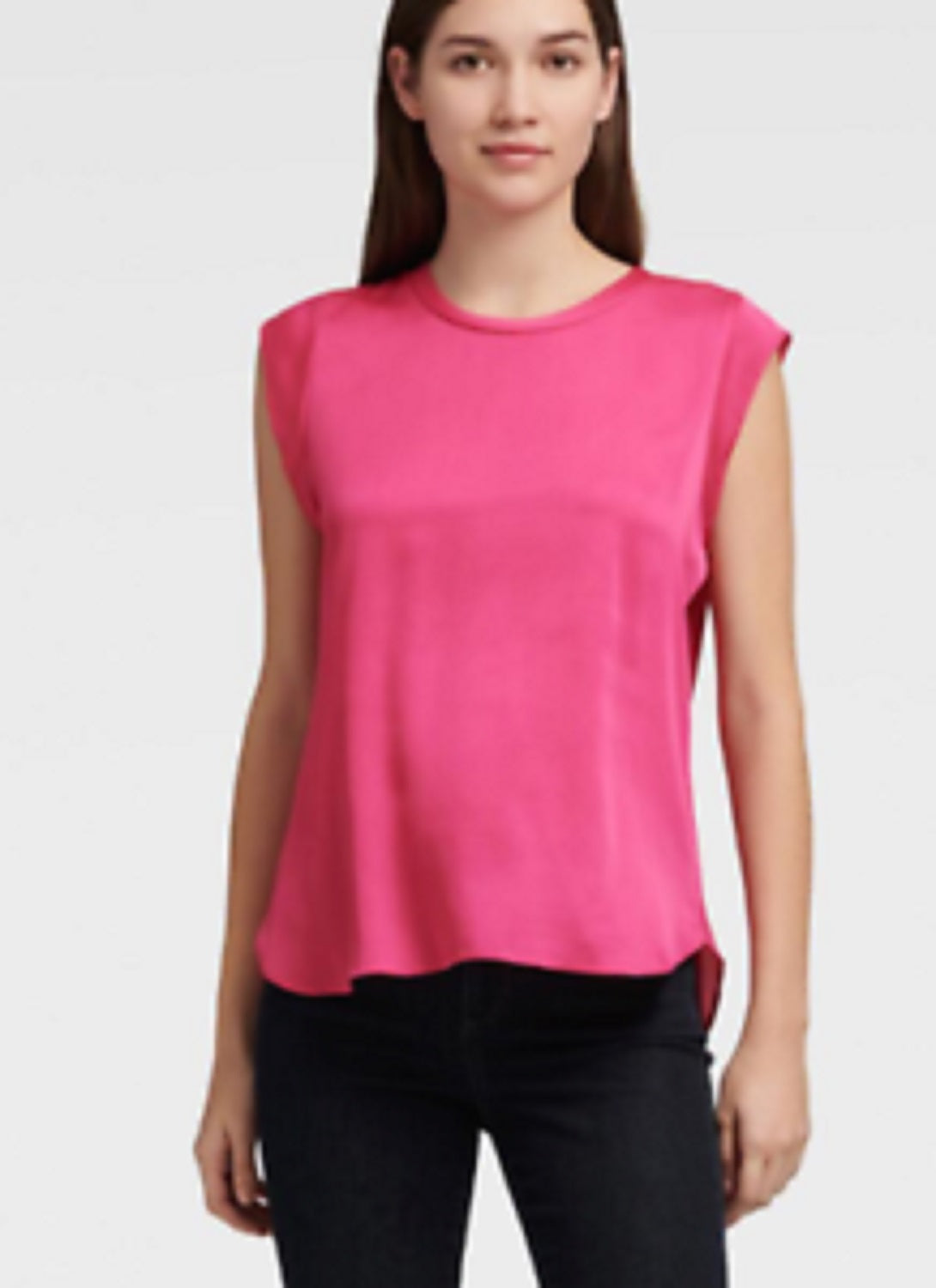 Blusa feminina DKNY Flutter Cap-Sleeve Rosa Tamanho Extra Grande