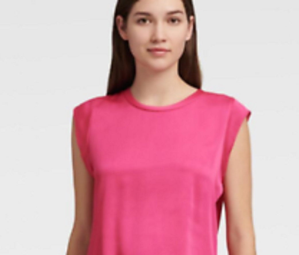 Blusa feminina DKNY Flutter Cap-Sleeve Rosa Tamanho Extra Grande