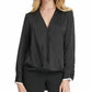 Top DKNY feminino com decote em V e amarração lateral, preto, tamanho extragrande