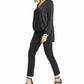 Top DKNY feminino com decote em V e amarração lateral, preto, tamanho extragrande