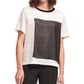 Suéter DKNY feminino com blocos de cores, branco, tamanho X-G