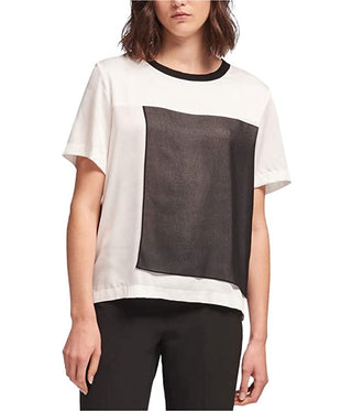 Suéter DKNY feminino com blocos de cores, branco, tamanho X-G