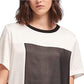 Suéter DKNY feminino com blocos de cores, branco, tamanho X-G
