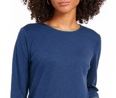 Vestido feminino NY Collection Petite com bolsos aplicados, azul, tamanho grande