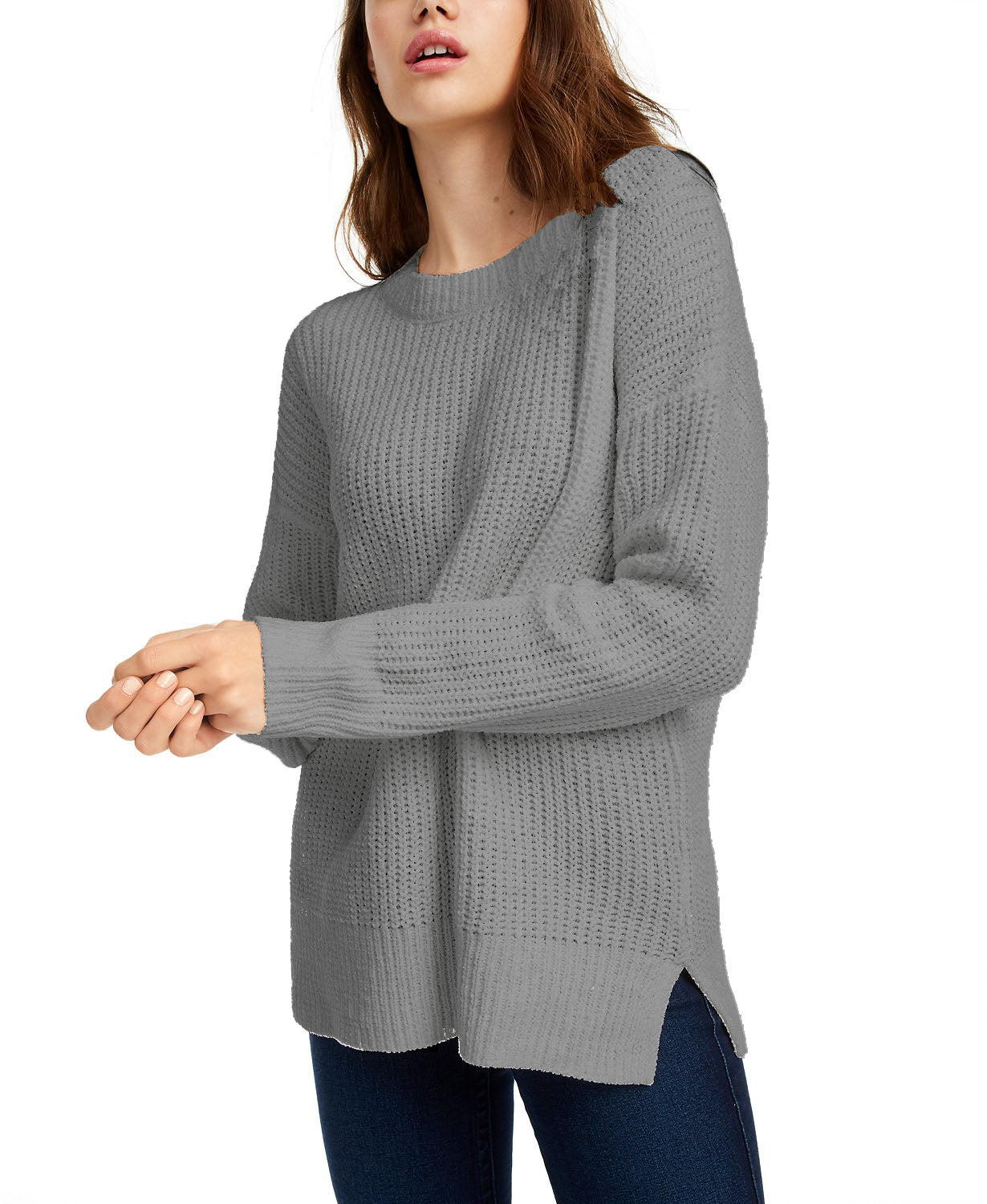 Suéter de chenille Pink Rose Juniors cinza claro tamanho pequeno