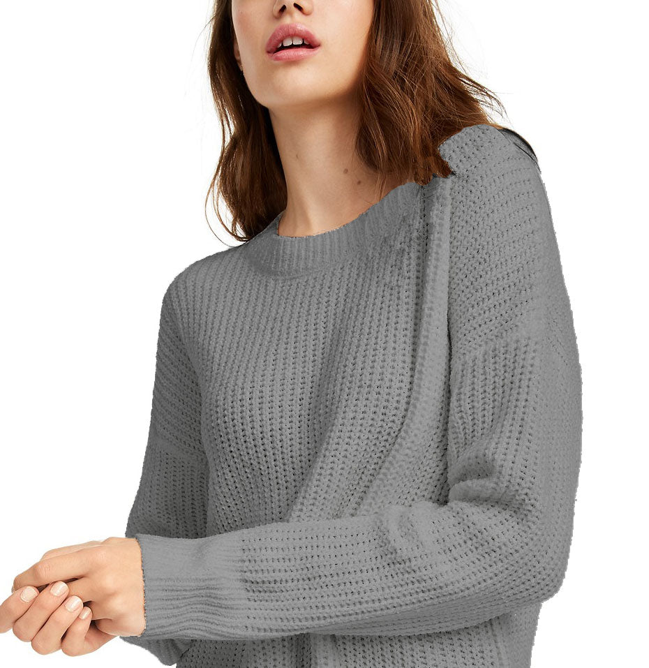 Suéter de chenille Pink Rose Juniors cinza claro tamanho pequeno