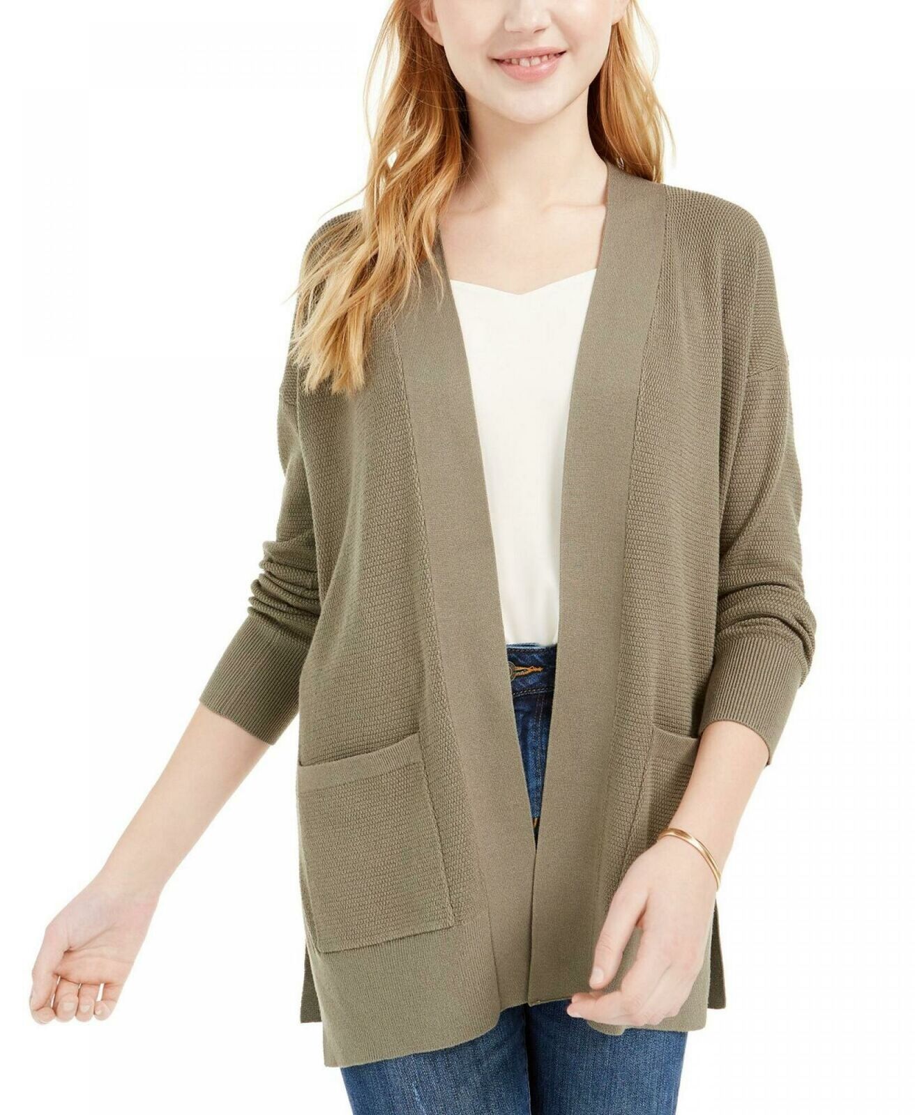 Cardigan aberto feminino júnior Pink Rose, verde, tamanho médio