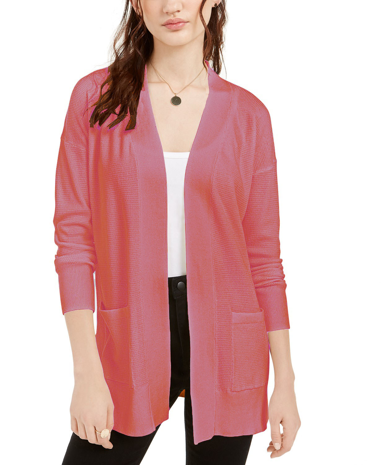 Cardigan aberto feminino júnior Pink Rose, vermelho, tamanho grande