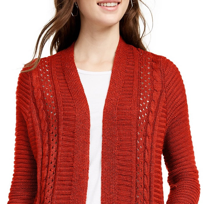 Cardigan longo com ilhós Pink Rose Juniors, tamanho extra grande, vermelho