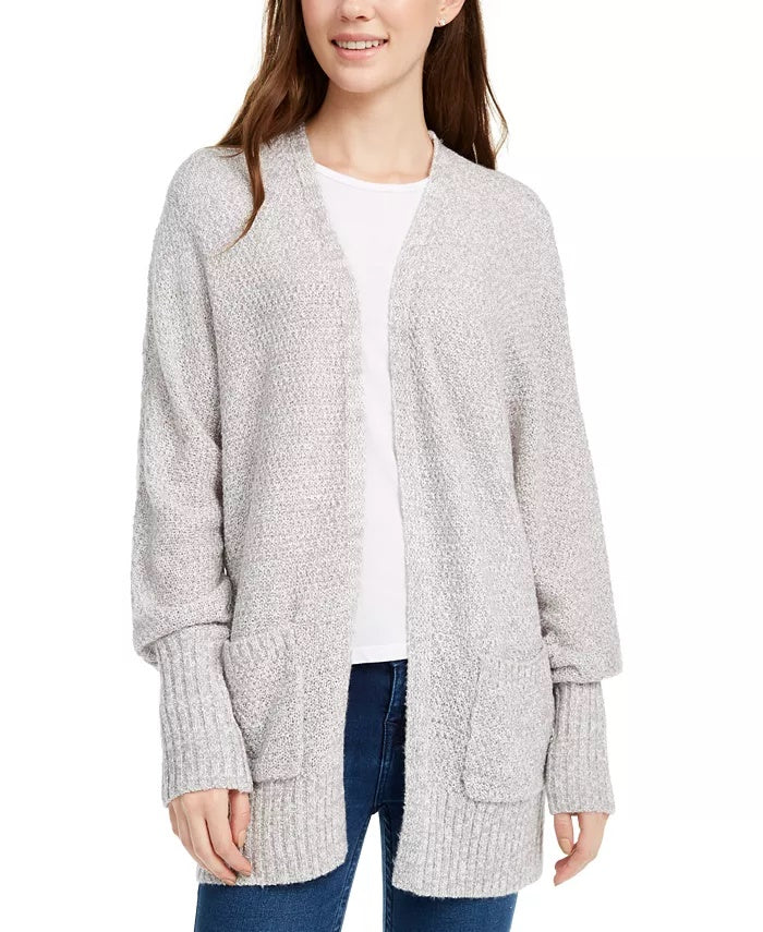 Cardigan Pink Rose Junior com frente aberta cinza - tamanho pequeno