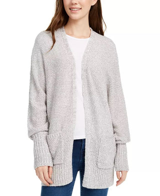 Cardigan Pink Rose Junior com frente aberta cinza - tamanho pequeno