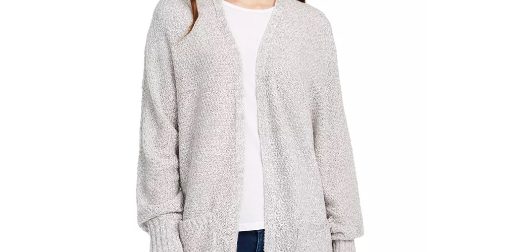 Cardigan Pink Rose Junior com frente aberta cinza - tamanho pequeno