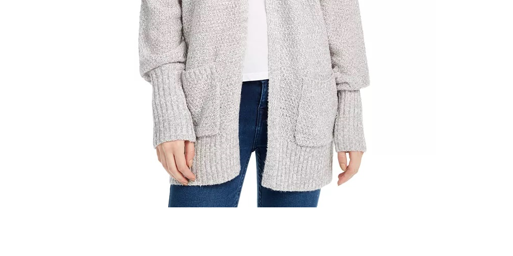 Cardigan Pink Rose Junior com frente aberta cinza - tamanho pequeno