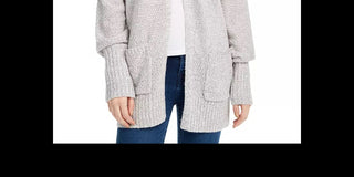 Cardigan Pink Rose Junior com frente aberta cinza - tamanho pequeno