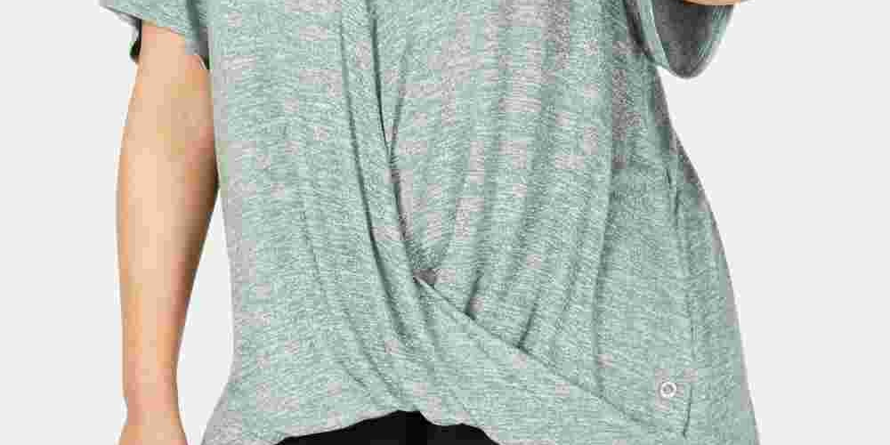Camiseta Calvin Klein Feminina Mescla Manga Curta Gola V Verde Tamanho 2X