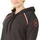 Calvin Klein Moletom com capuz feminino plus size com manga raglan, preto, tamanho 3X