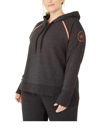 Calvin Klein Plus Manga Raglan Moletom Feminino Cinza Escuro Tamanho 3X