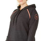 Calvin Klein Plus Manga Raglan Moletom Feminino Cinza Escuro Tamanho 3X