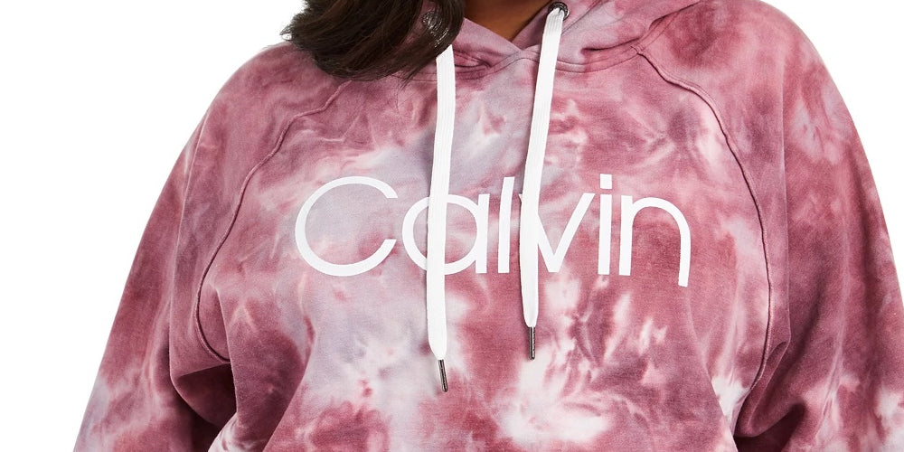 Calvin Klein Performance Feminino Tie Dyed Active Hoodie Vermelho Médio Tamanho 2X