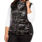 Calvin Klein Woemn' Plus Colete Puffer Estampado Preto Tamanho Extra Grande